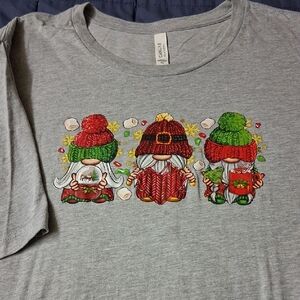 Bella Canvas Gray Tee with Festive Gnome Design